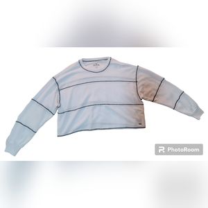 Hollister Womens Sweater Oversized Crop Top White And Black Must Have Collection
